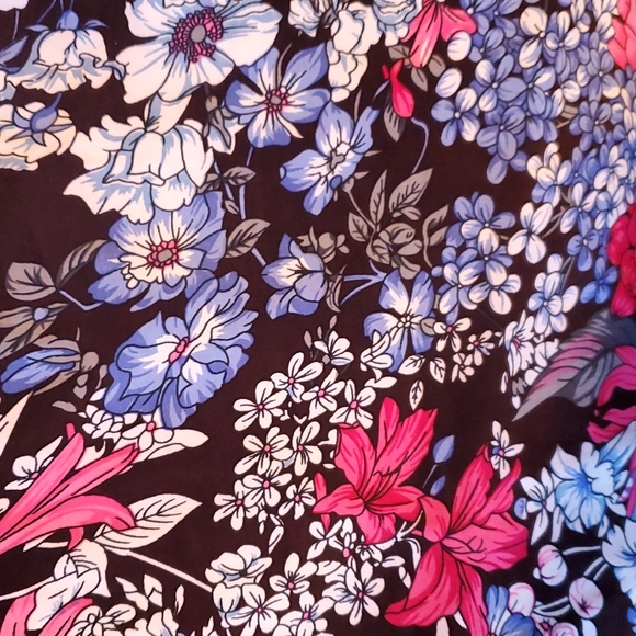 Ulla Popken Floral print Empire Dress short sleeve w/side pockets Stretchy 5X - Picture 6 of 12